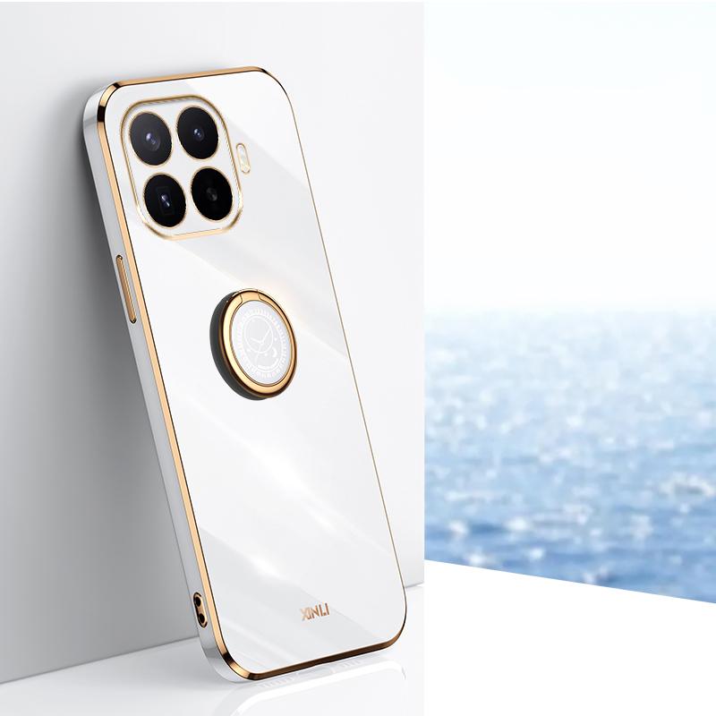 For Xiaomi 17T Pro 5G XINLI Straight Edge 6D Electroplate TPU Phone Case with Ring Holder(White) - Shopkiz.com
