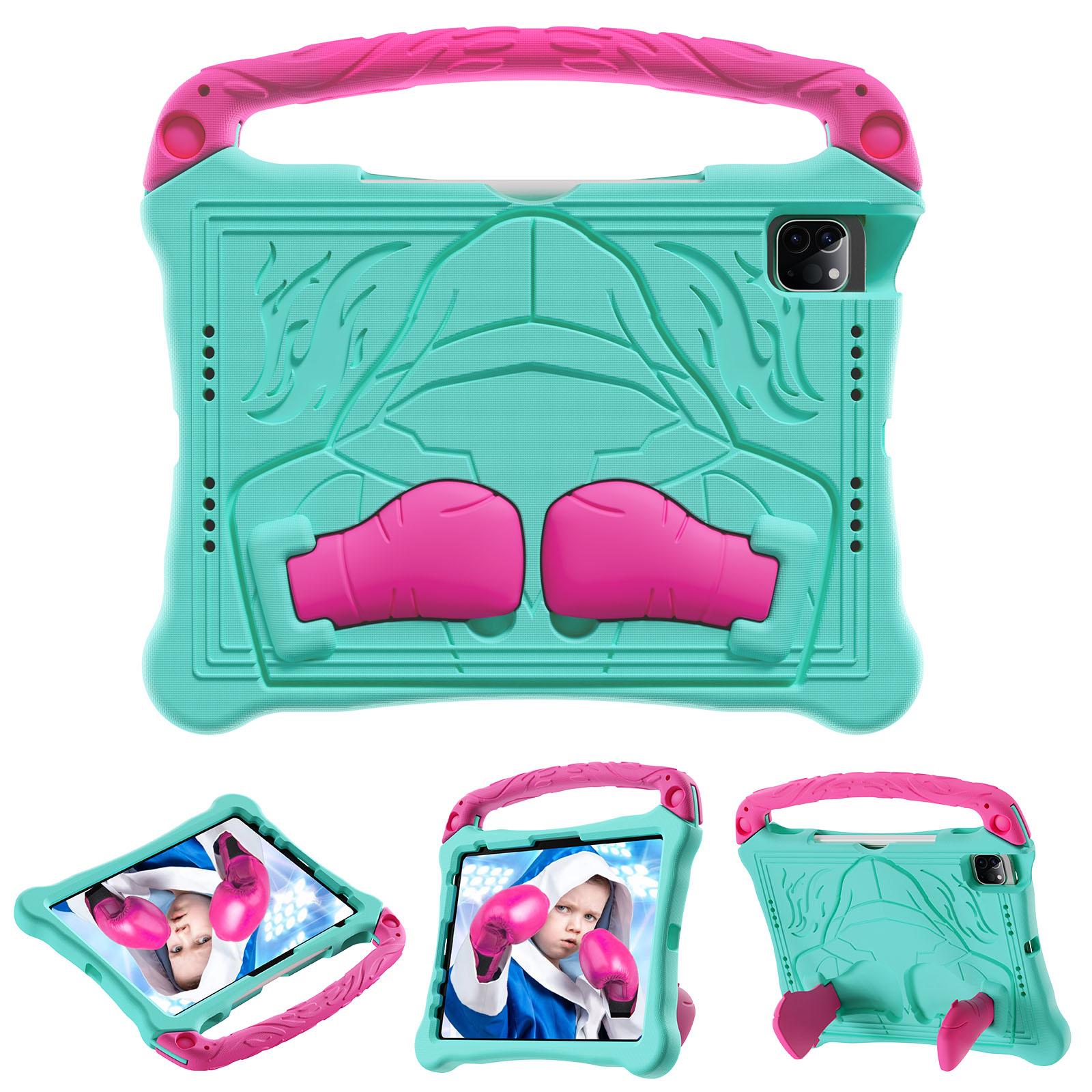 For iPad Pro 11 2022 / 2021 / 2020 Boxing Series Kickstand EVA Shockproof Tablet Case with Shoulder Strap(Mint Rose Red) - Shopkiz.com