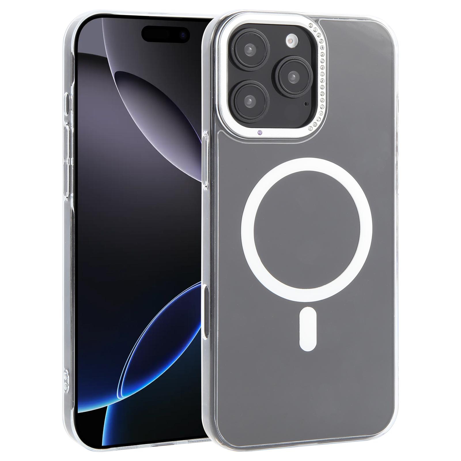For iPhone 16 Pro Max DFANS DESIGN Metal Lens Frame MagSafe Phone Case(Transparent) - Shopkiz.com