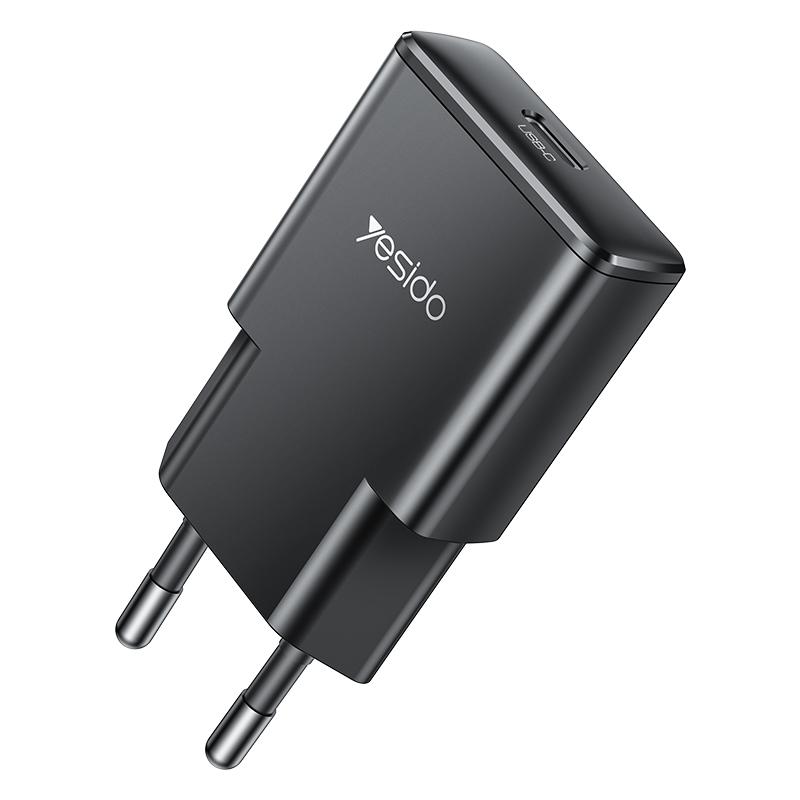 Yesido YC74 Ultra-thin 30W USB-C / Type-C Travel Charger, EU Plug(Black) - Shopkiz.com