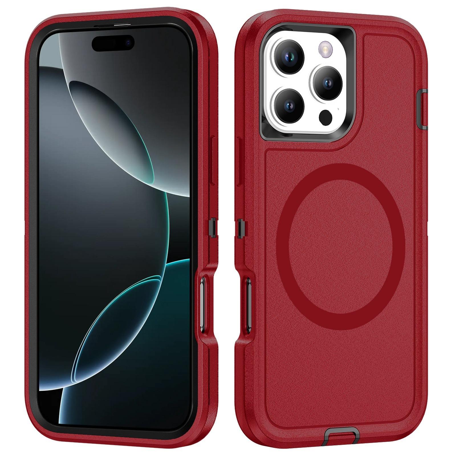 For iPhone 16 Pro Max Life Waterproof Rugged MagSafe Magnetic Phone Case(Red) - Shopkiz.com