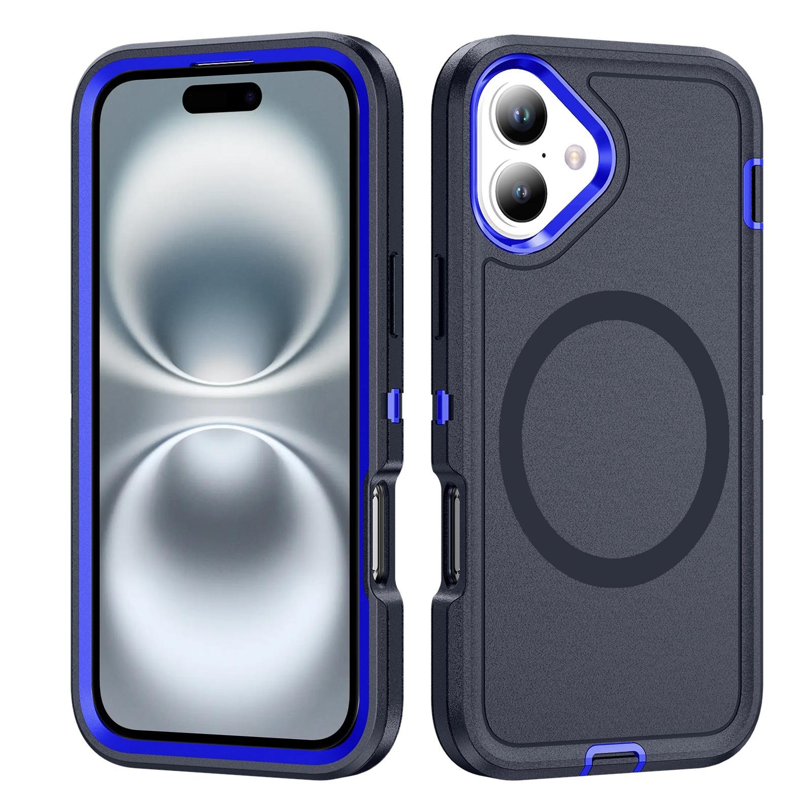 For iPhone 16 Life Waterproof Rugged MagSafe Magnetic Phone Case(Dark Blue+Royal Blue) - Shopkiz.com