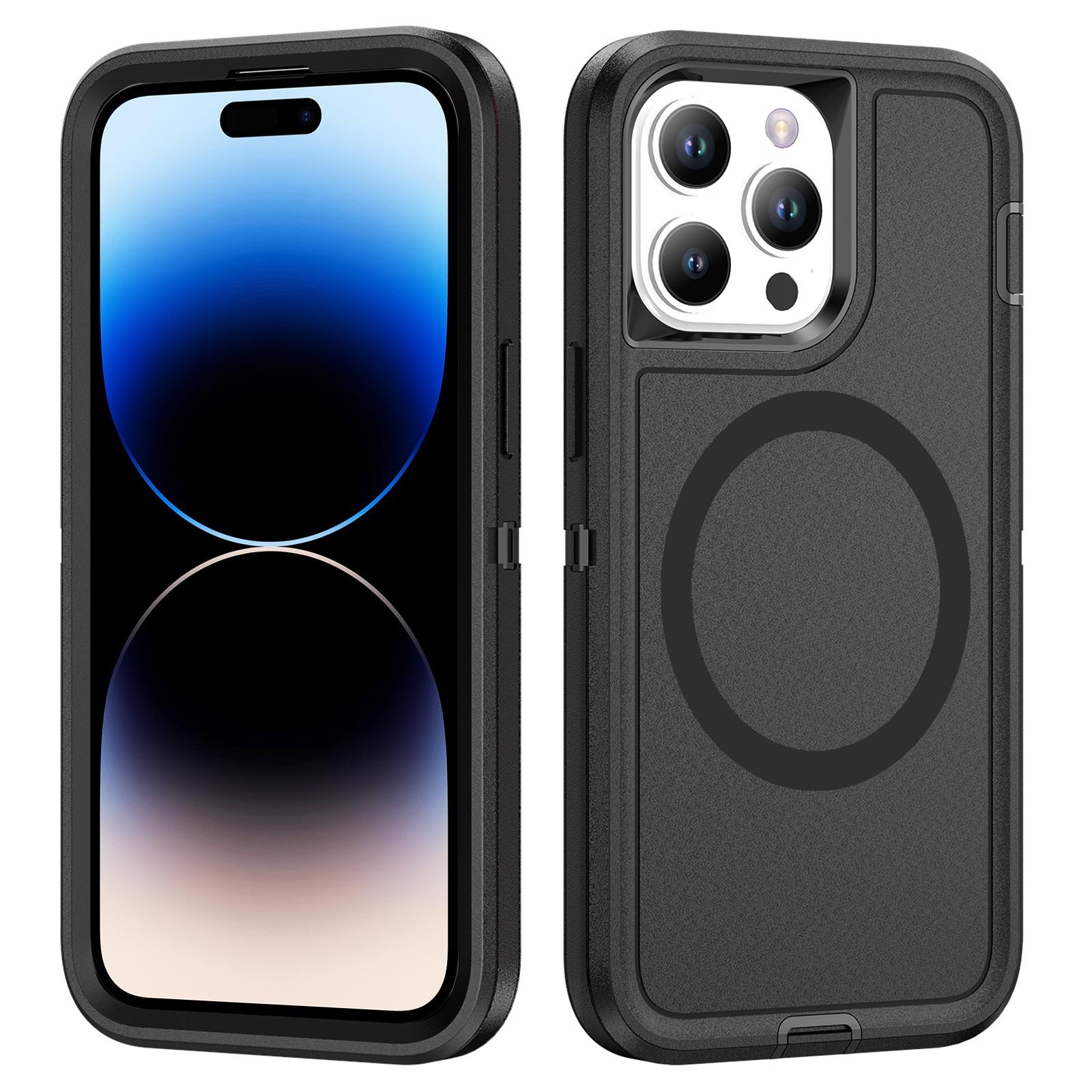 For iPhone 14 Pro Max Life Waterproof Rugged MagSafe Magnetic Phone Case(Black) - Shopkiz.com