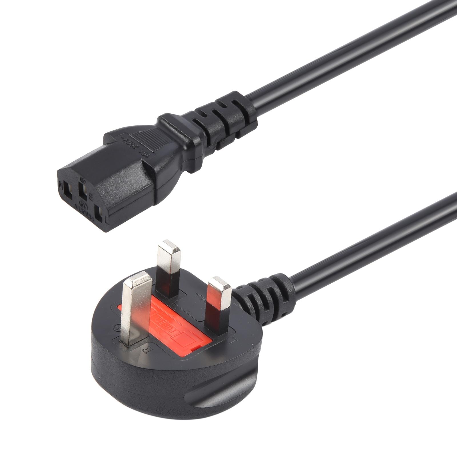 Big UK Plug Computer PC Power Cord 3 Pin Cable 0.5 Square, Length:1.5m(Black) - Shopkiz.com