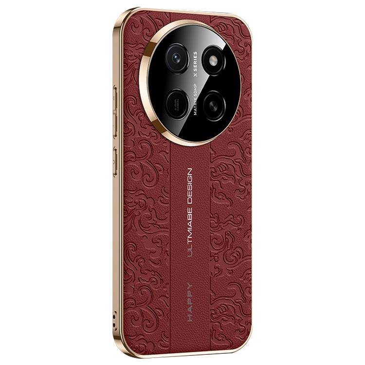 For Honor X80 Pro Max 5G Cloud Dragon Pattern Plain Leather PC Phone Case(Red) - Shopkiz.com