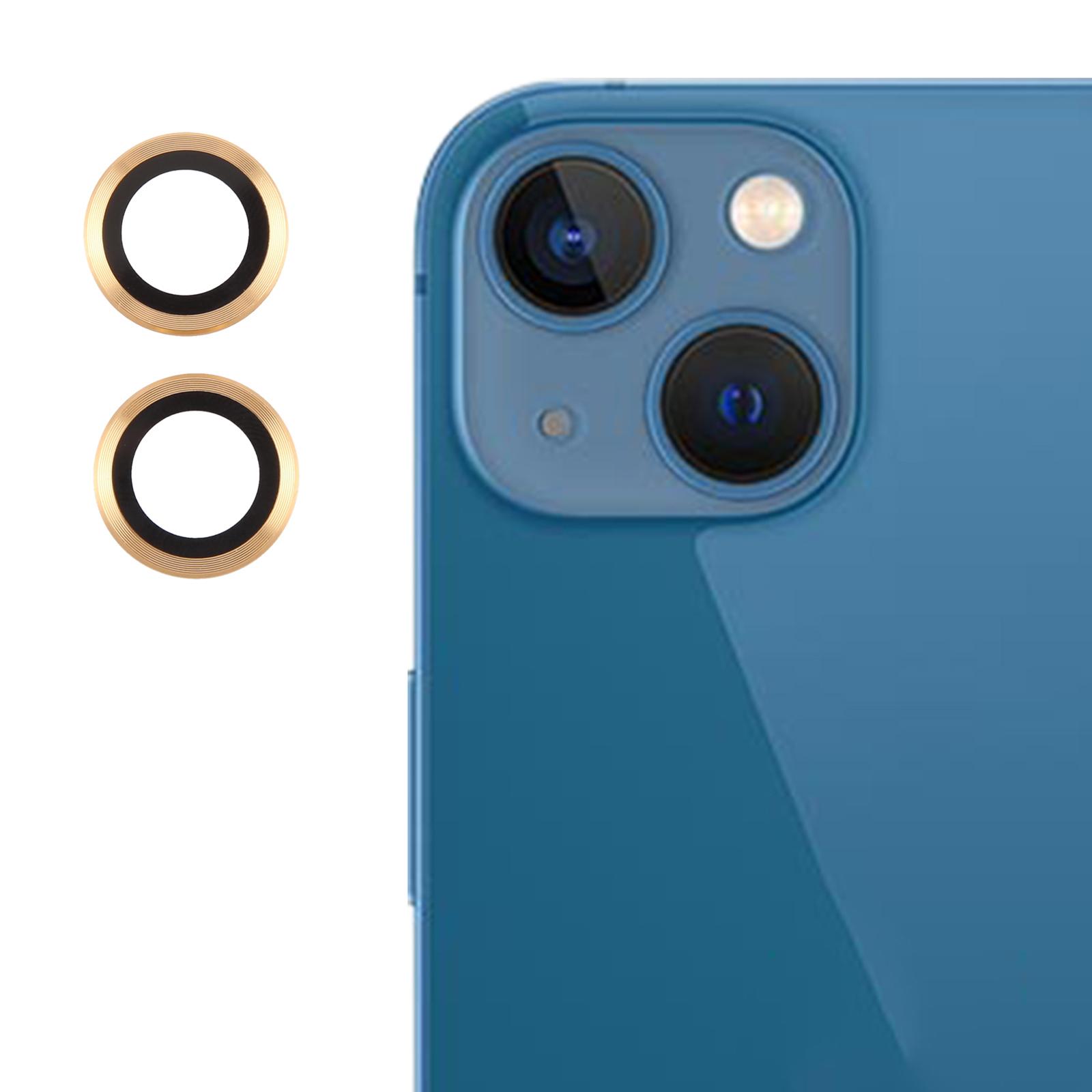 For iPhone 13 / 13 mini Back Camera Cover 9H Tempered Glass Lens Film(Gold) - Shopkiz.com