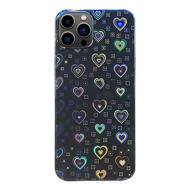 For iPhone 12 Pro Max Colorful Transparent Sticker Phone Back Film with Side Film(Hearts) - Shopkiz.com