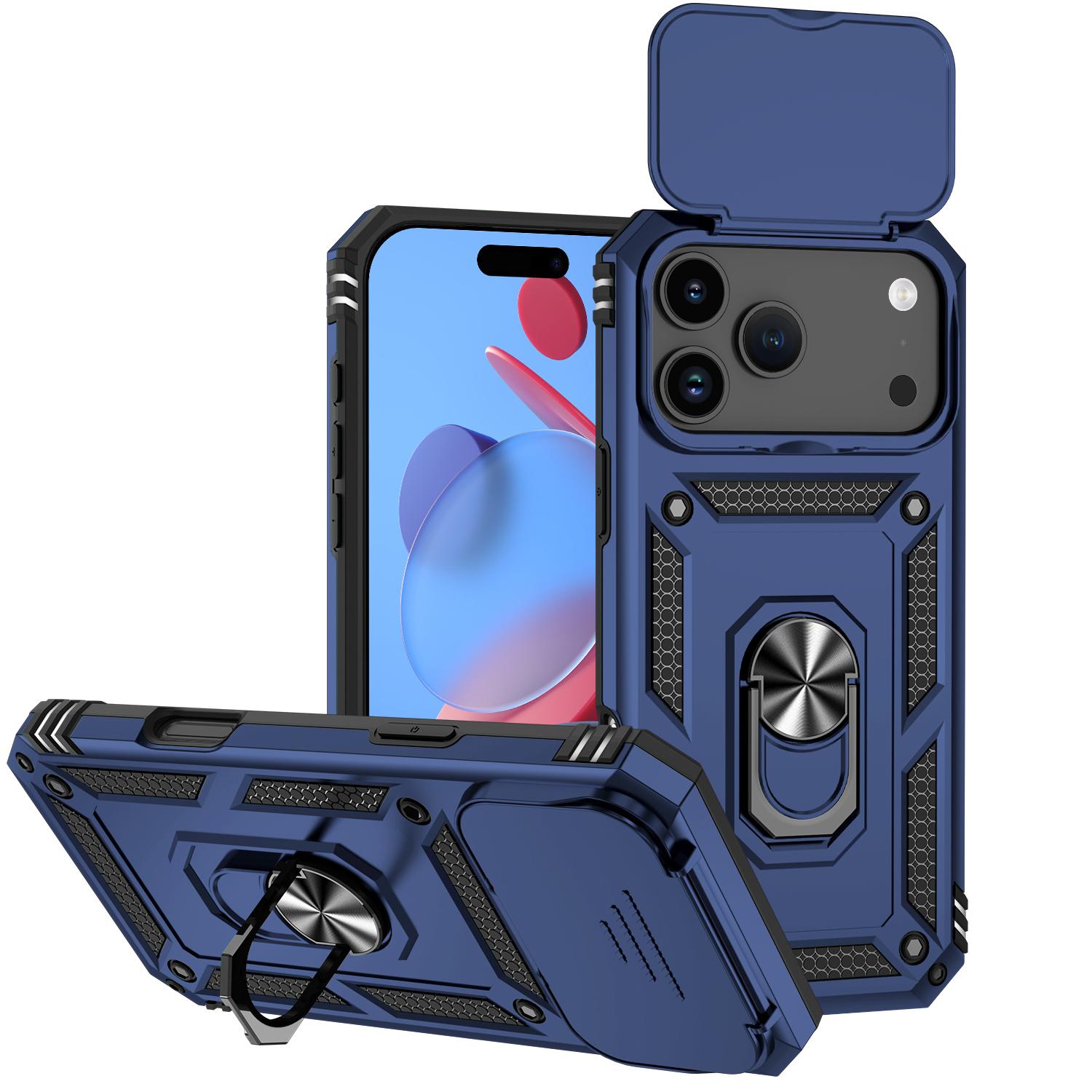 For iPhone 17 Pro Max Sliding Camshield Holder Phone Case(Blue) - Shopkiz.com
