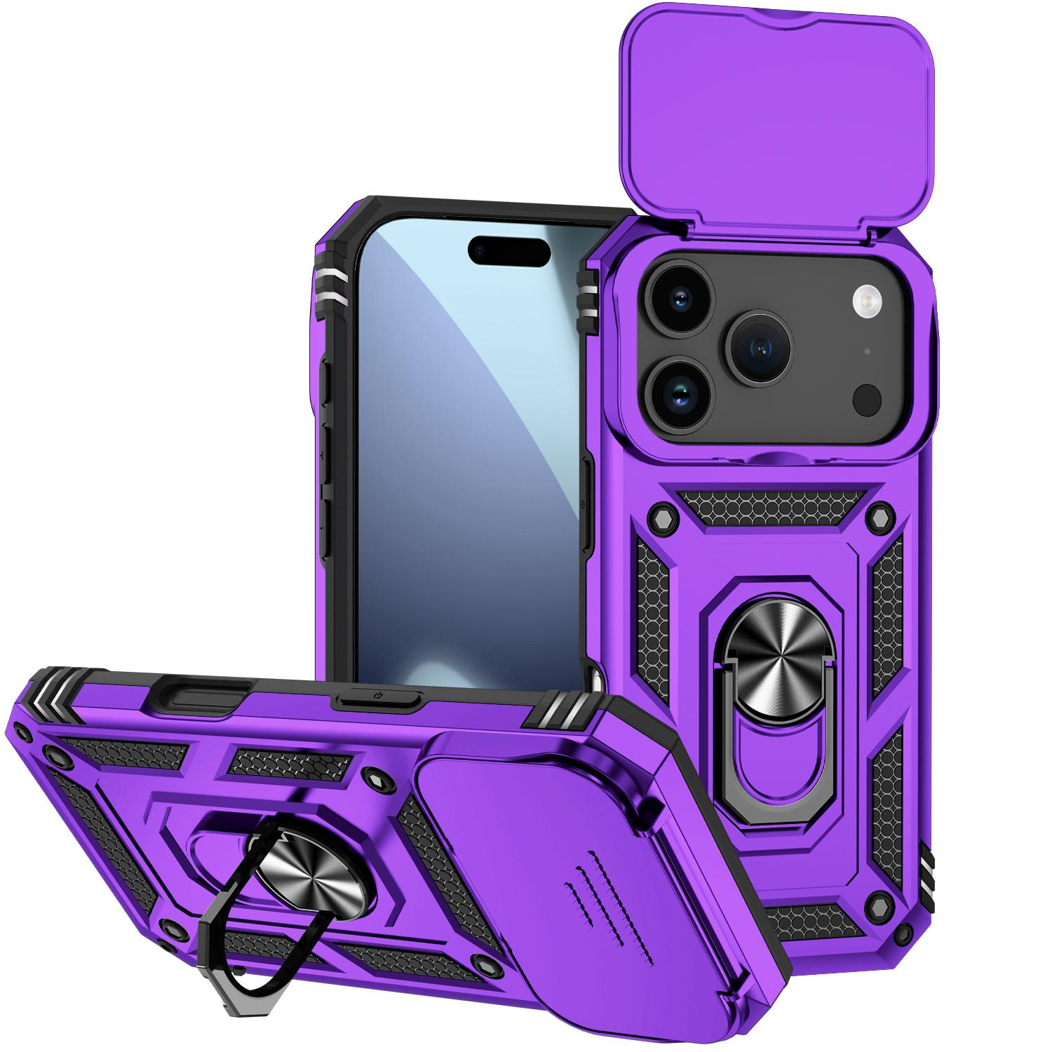 For iPhone 17 Pro Sliding Camshield Holder Phone Case(Purple) - Shopkiz.com