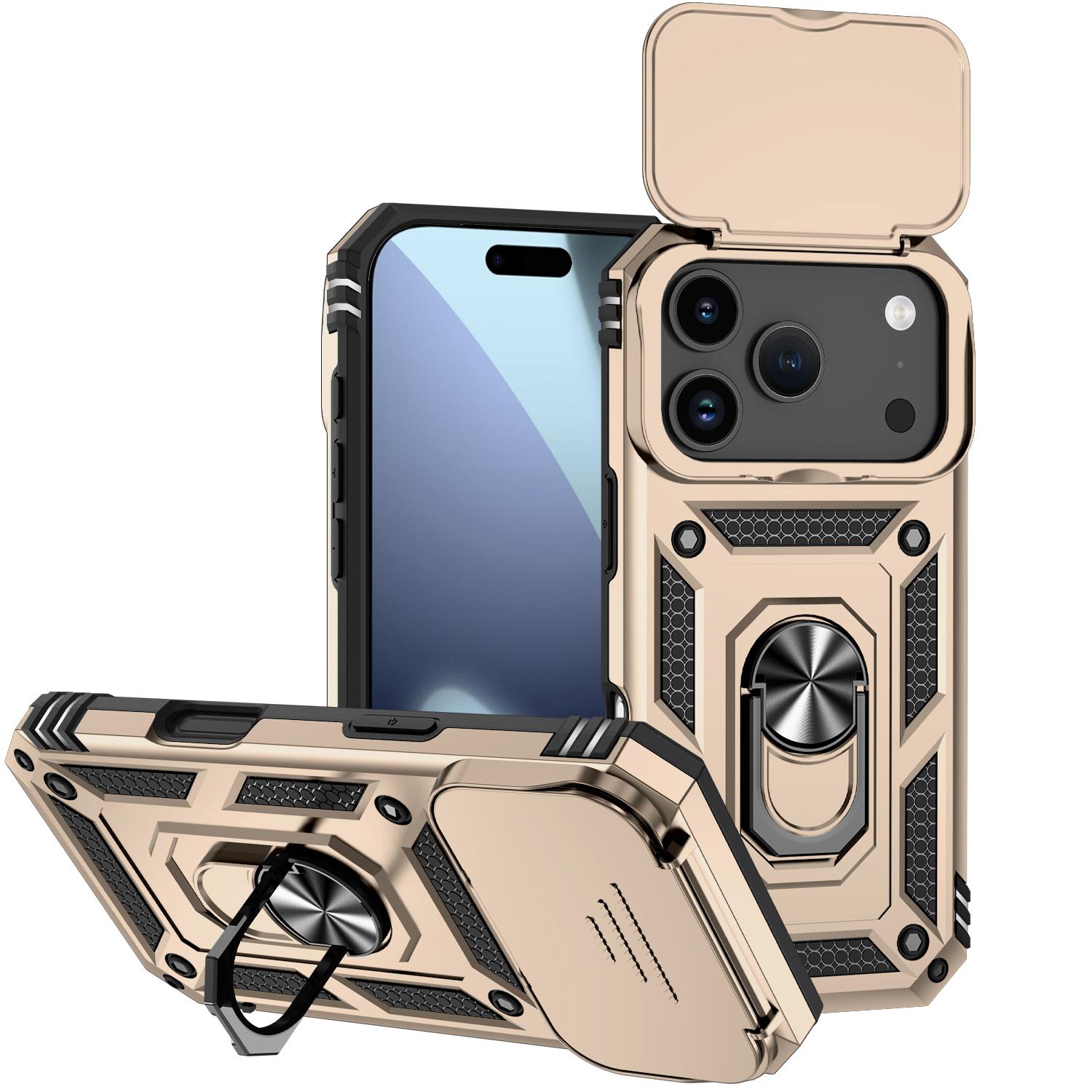 For iPhone 17 Pro Sliding Camshield Holder Phone Case(Gold) - Shopkiz.com