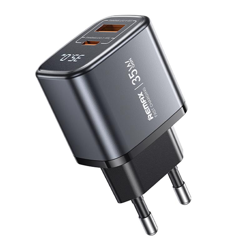 REMAX U2-AC 35W USB and Type-C GaN Digital Display Fast Charger, Specification:EU Plug - Shopkiz.com