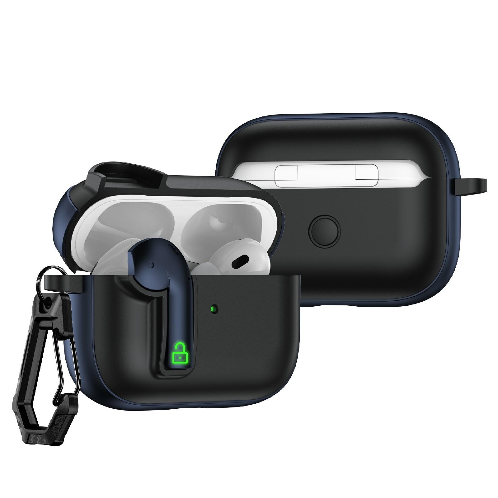For AirPods Pro Colorful Lock Earphones Protective Case(Navy Blue) - Shopkiz.com