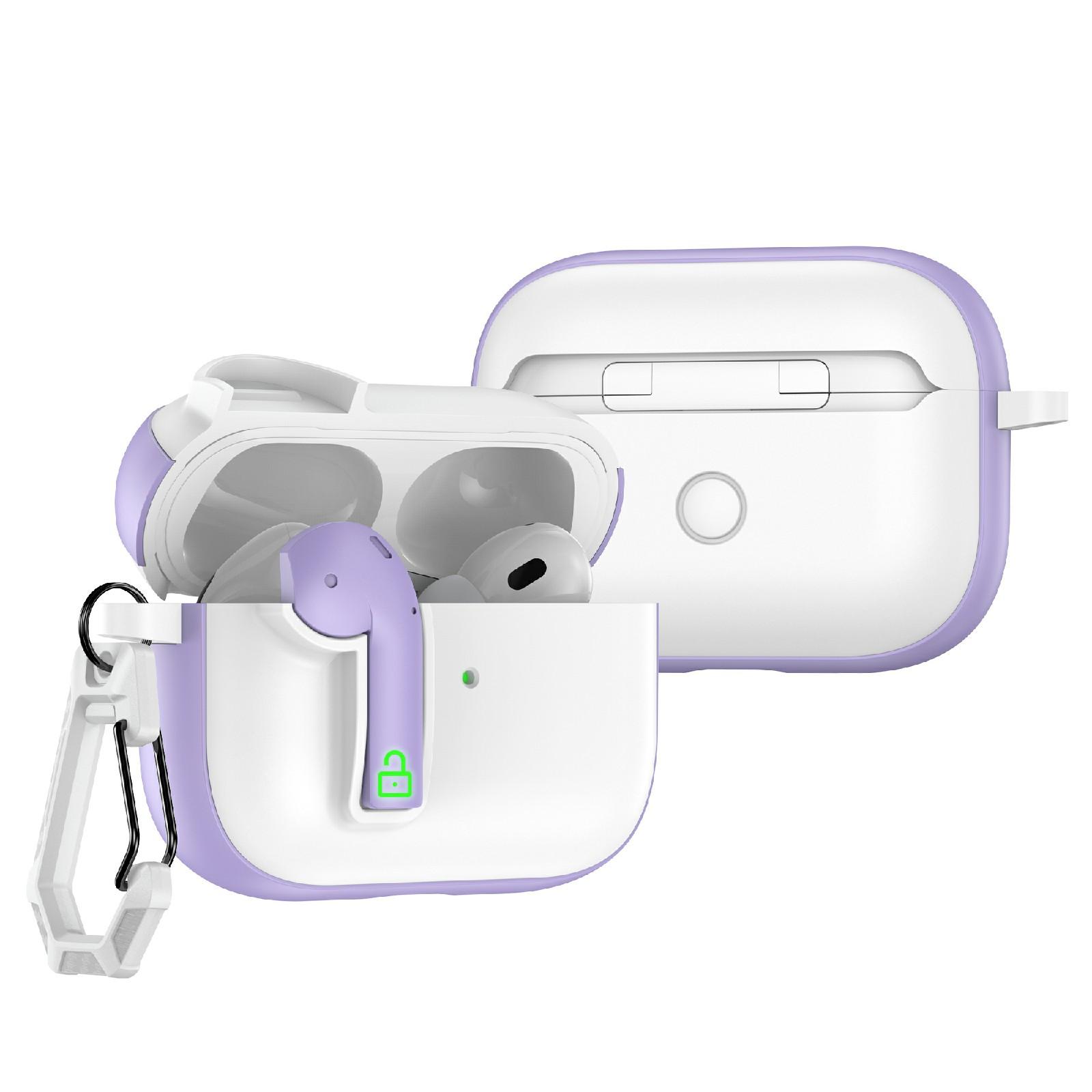 For AirPods Pro 2 Colorful Lock Earphones Protective Case(Purple) - Shopkiz.com