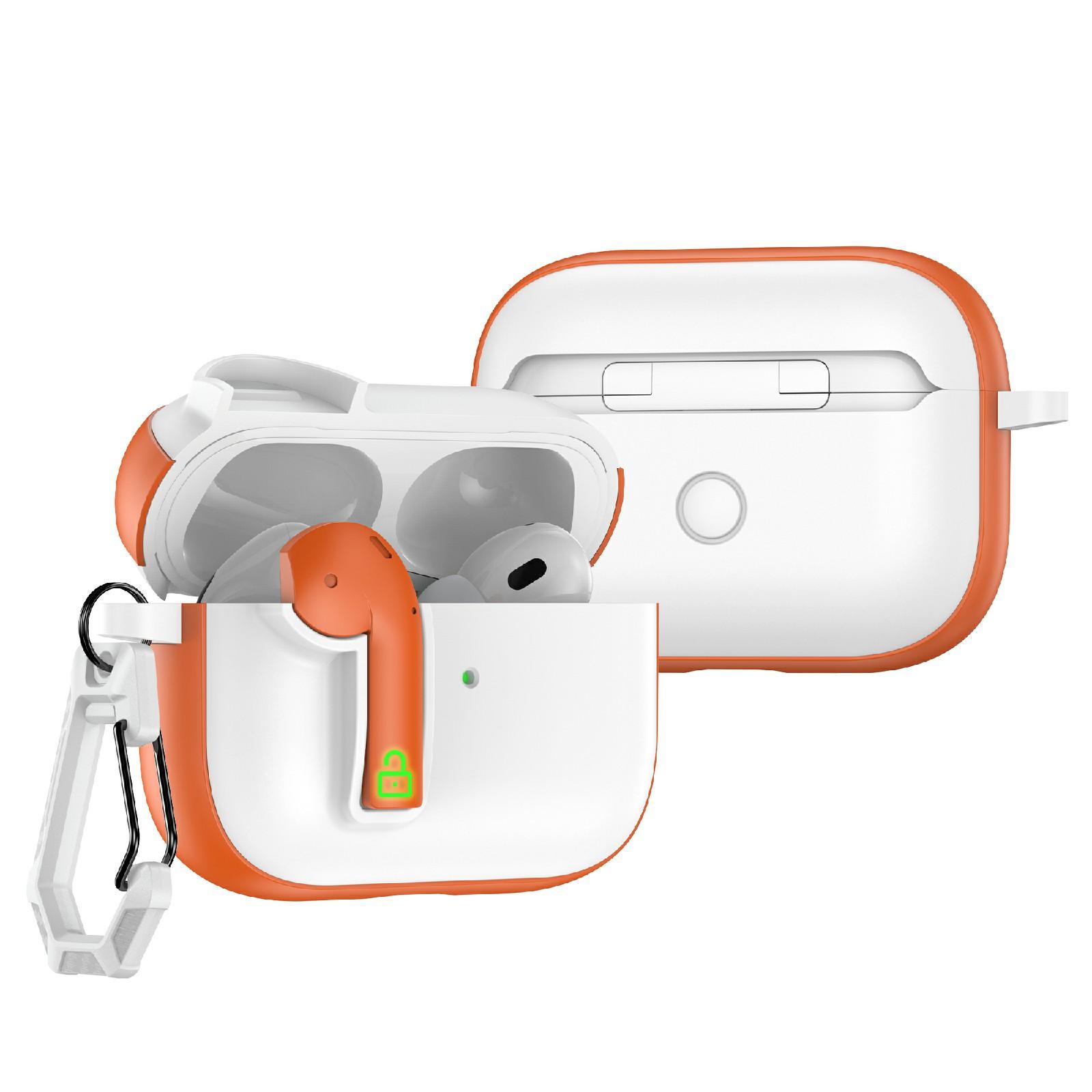 For AirPods Pro 2 Colorful Lock Earphones Protective Case(Orange) - Shopkiz.com