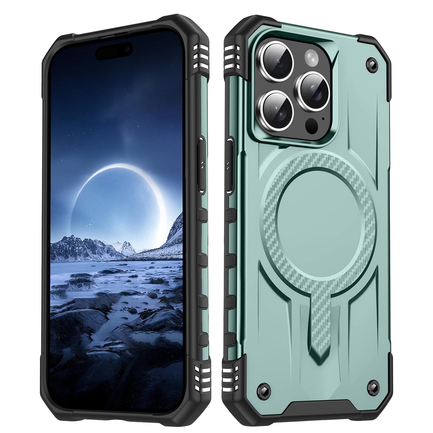 For iPhone 15 Pro Straship MagSafe TPU Hybrid PC Phone Case(Midnight Green) - Shopkiz.com