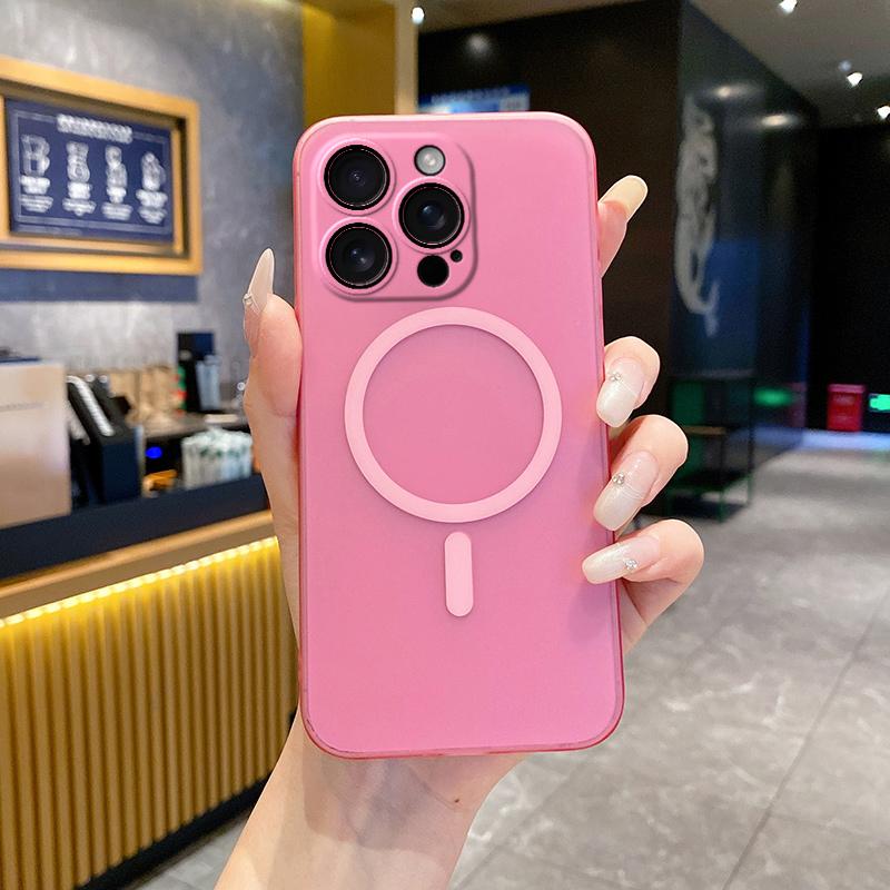 For iPhone 16 Pro Max Fine Hole Ice Fog MagSafe PC Phone Case(Pink) - Shopkiz.com