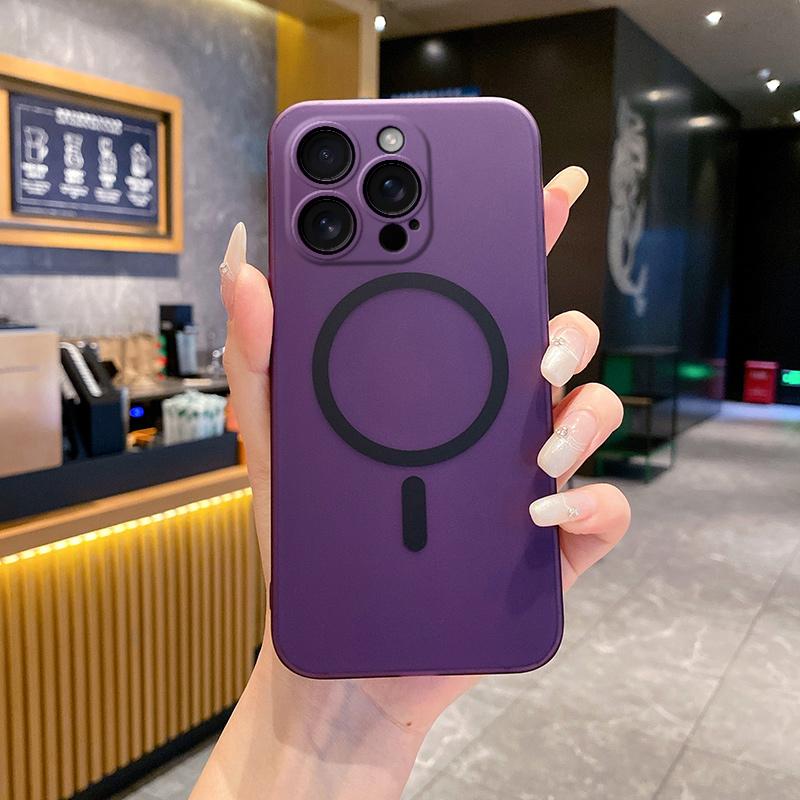 For iPhone 16 Pro Fine Hole Ice Fog MagSafe PC Phone Case(Purple) - Shopkiz.com