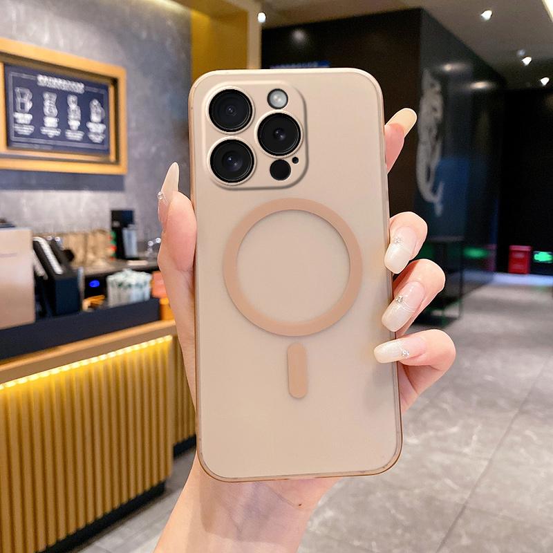For iPhone 15 Pro Max Fine Hole Ice Fog MagSafe PC Phone Case(Gold) - Shopkiz.com