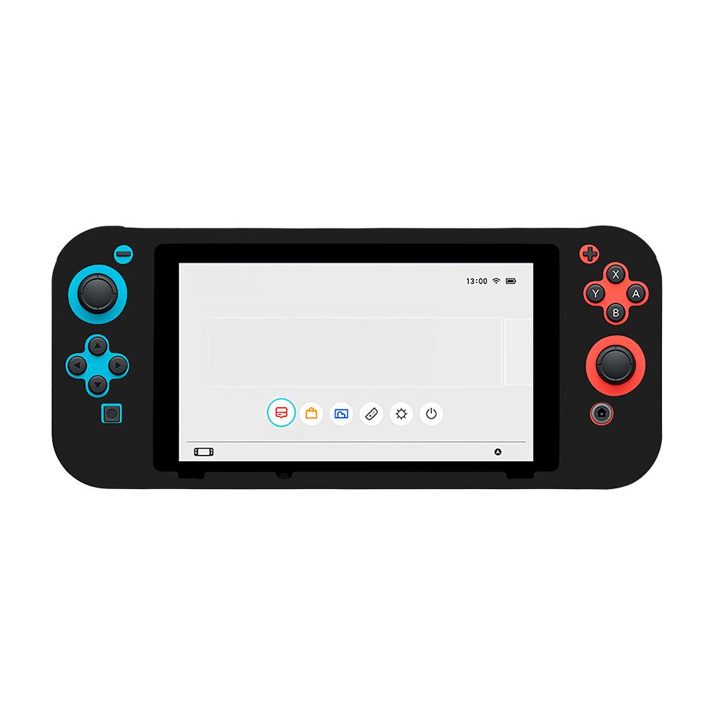 For Nintendo Switch Game Console Solid Color Silicone Full Protective Case(Black)