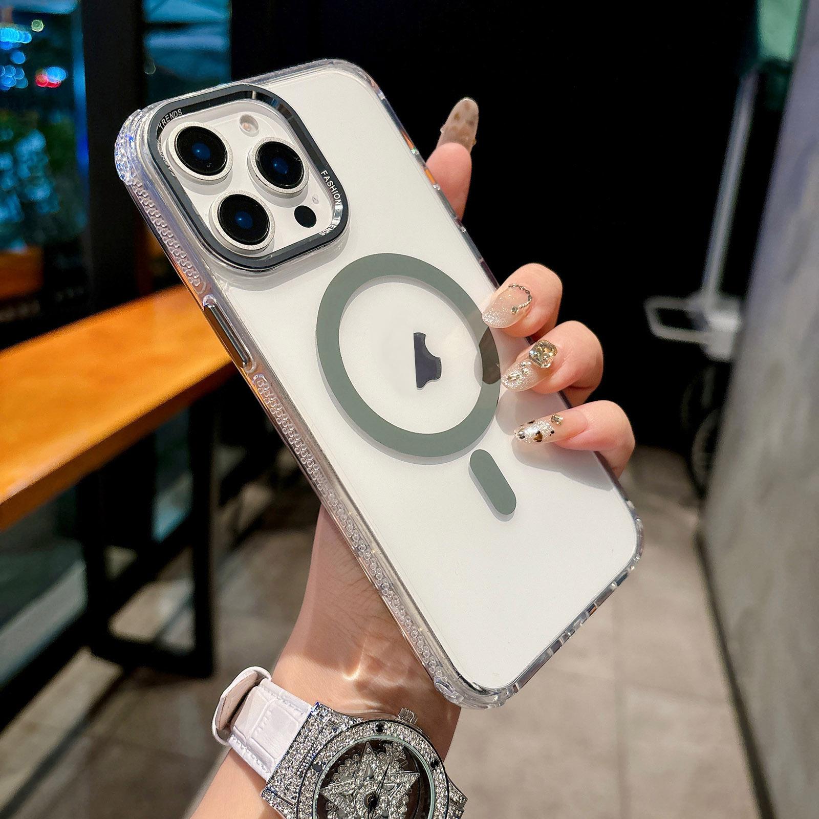For iPhone 13 Pro Color Diamond PC Hybrid TPU MagSafe Magnetic Phone Case(Dark Green) - Shopkiz.com