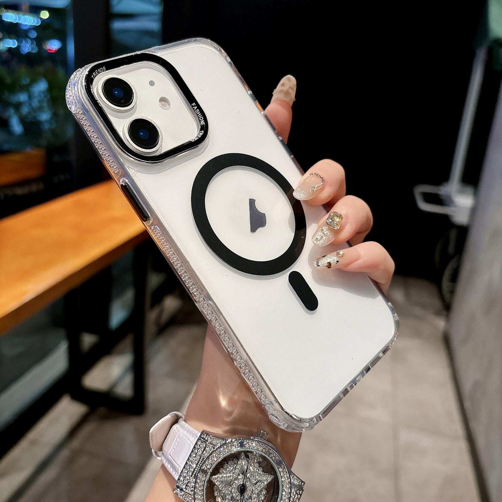 For iPhone 11 Color Diamond PC Hybrid TPU MagSafe Magnetic Phone Case(Black) - Shopkiz.com