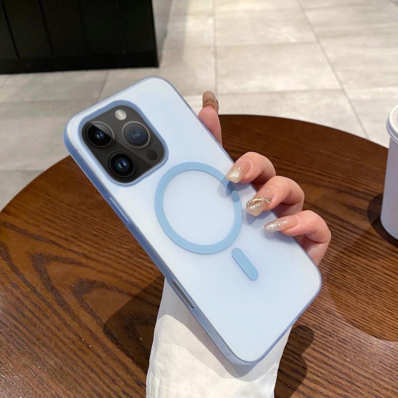 For iPhone 14 Pro Ice Fog MagSafe PC Phone Case(Transparent Blue) - Shopkiz.com