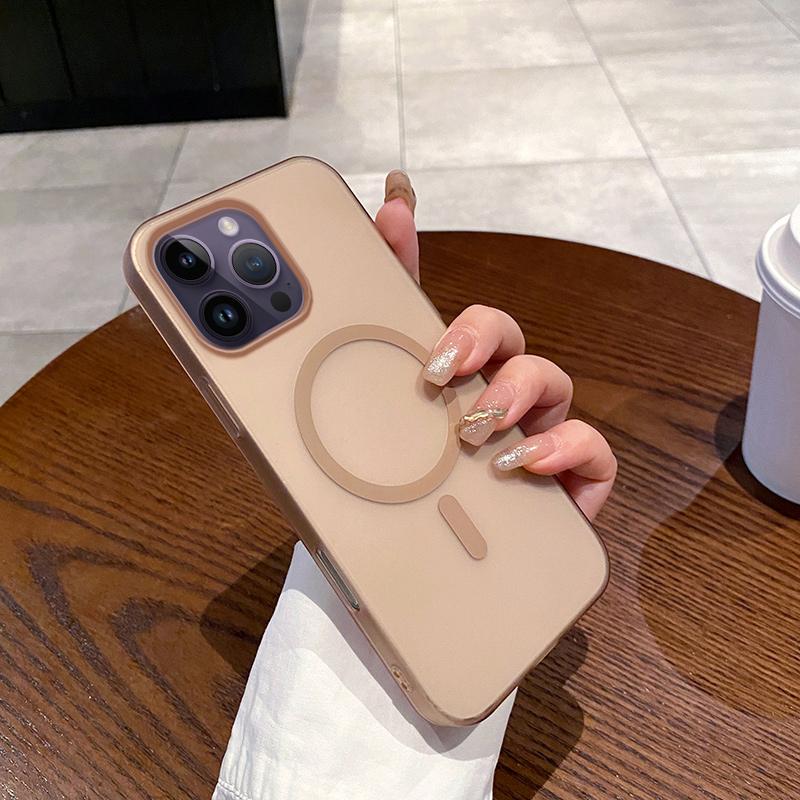 For iPhone 14 Pro Max Ice Fog MagSafe PC Phone Case(Gold) - Shopkiz.com