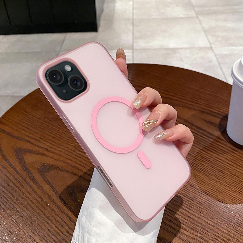 For iPhone 15 Ice Fog MagSafe PC Phone Case(Transparent Pink) - Shopkiz.com