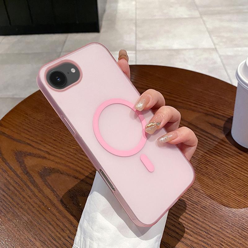For iPhone 17e / 16e Ice Fog MagSafe PC Phone Case(Transparent Pink) - Shopkiz.com