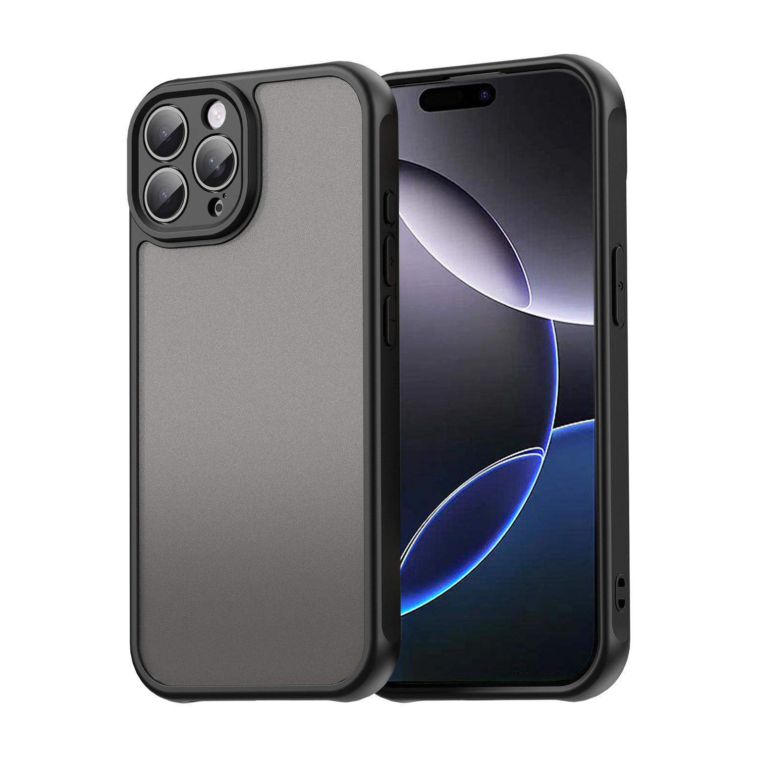 For iPhone 16 Pro Max Fan Dun Series TPU Hybrid PC Frosted Phone Case(Black) - Shopkiz.com