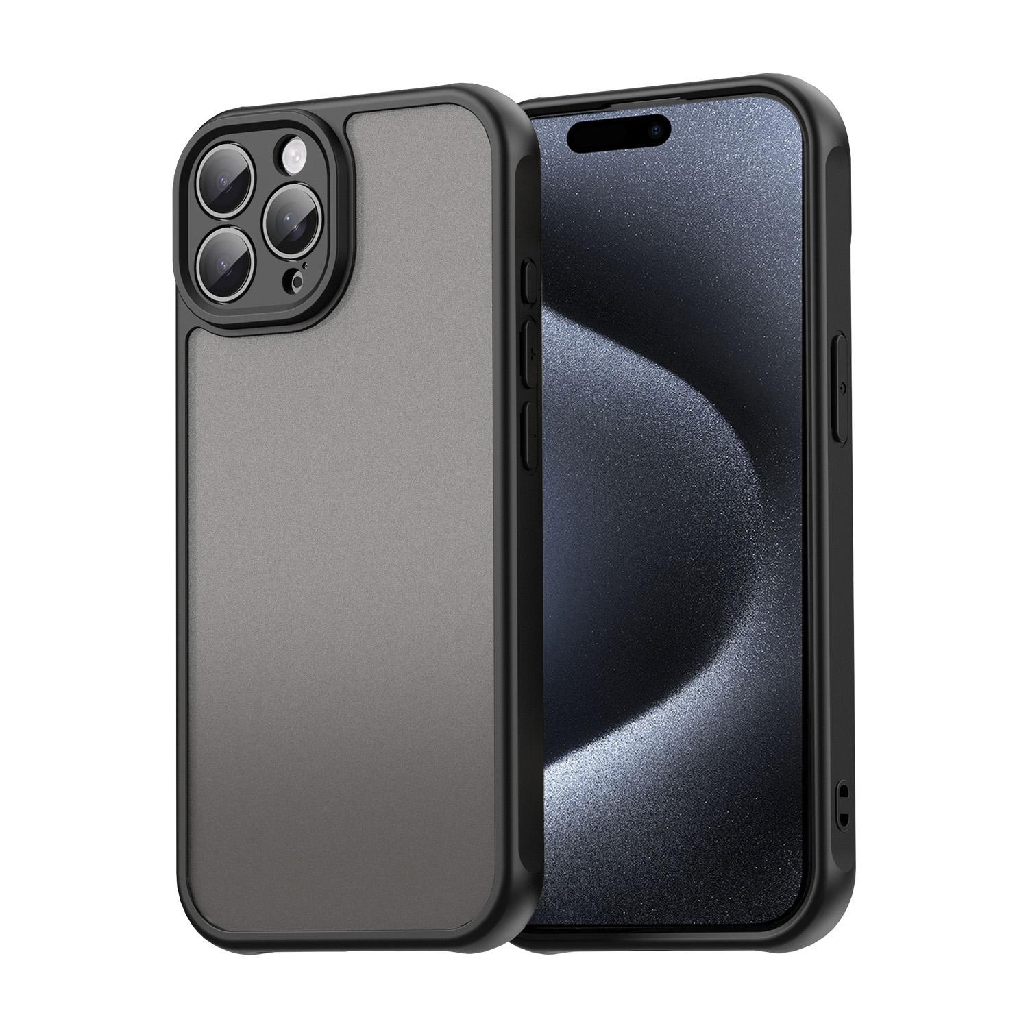 For iPhone 15 Pro Max Fan Dun Series TPU Hybrid PC Frosted Phone Case(Black) - Shopkiz.com