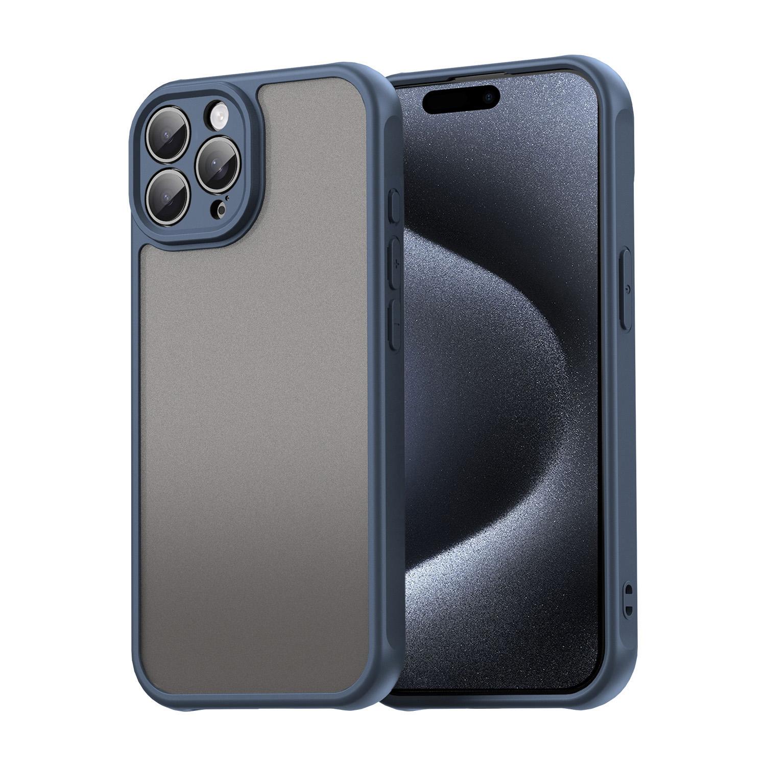 For iPhone 15 Pro Max Fan Dun Series TPU Hybrid PC Frosted Phone Case(Blue) - Shopkiz.com