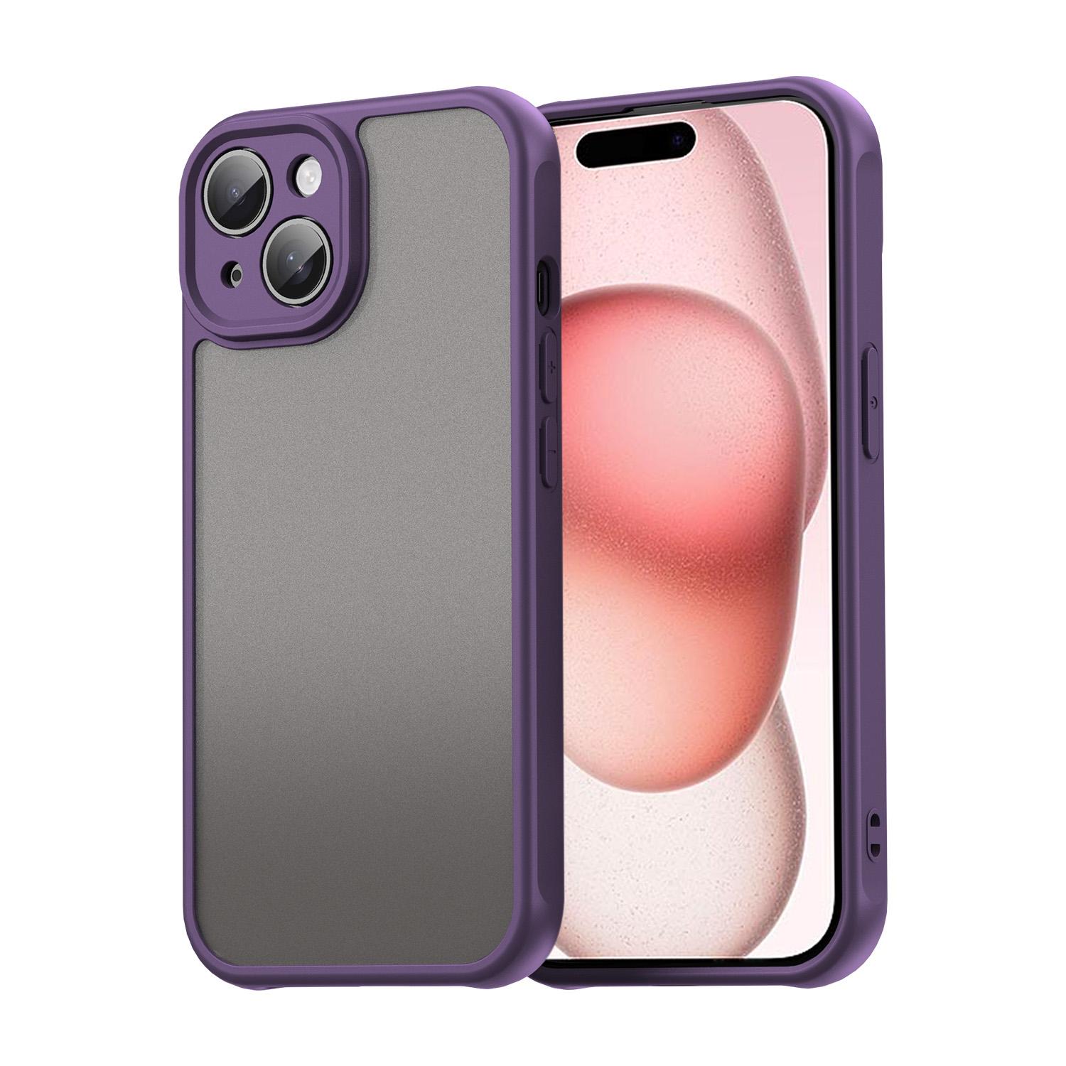 For iPhone 15 Fan Dun Series TPU Hybrid PC Frosted Phone Case(Purple) - Shopkiz.com