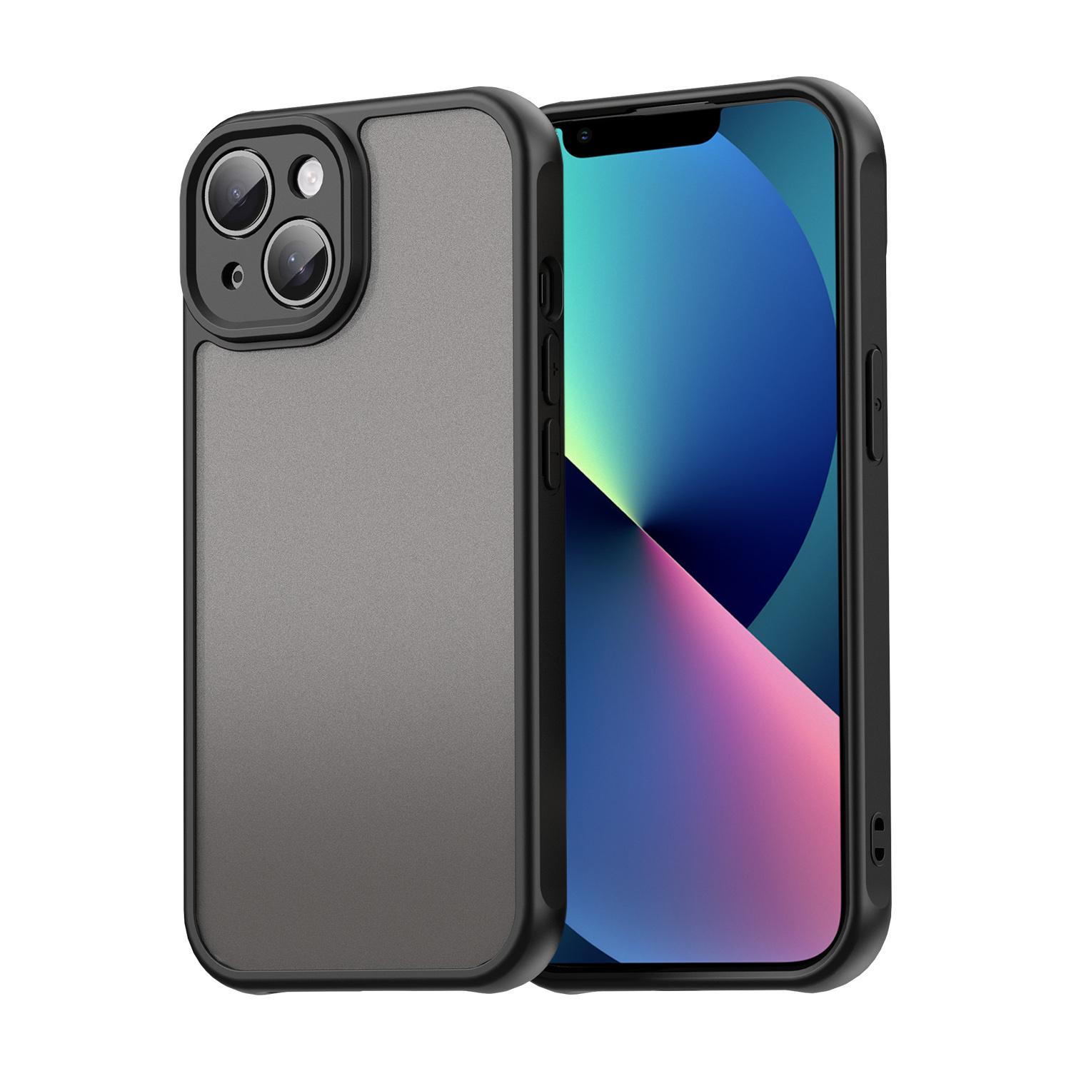 For iPhone 13 Fan Dun Series TPU Hybrid PC Frosted Phone Case(Black) - Shopkiz.com