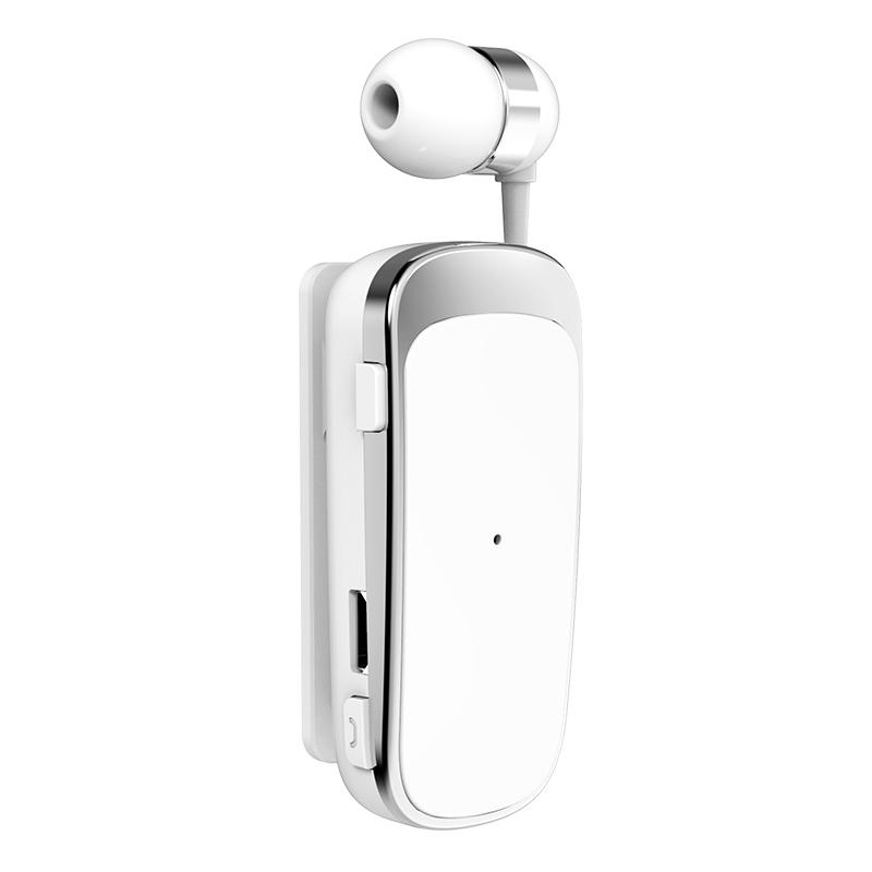 K52 Business Lavalier Retractable Cable Bluetooth Earphone(White) - Shopkiz.com