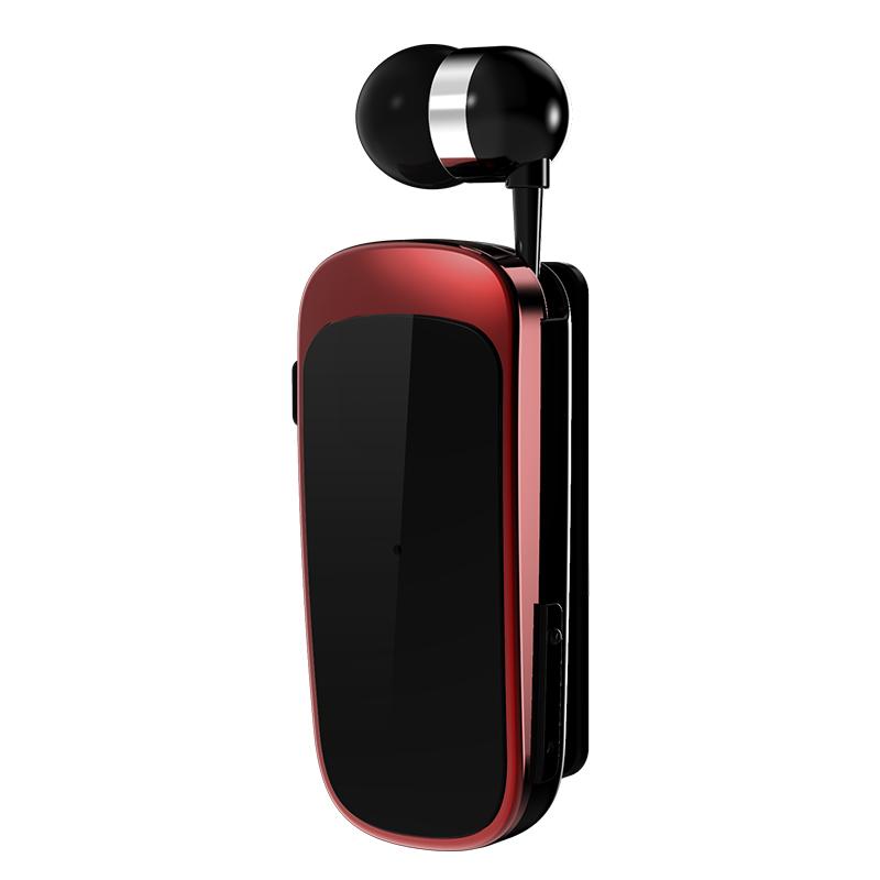 K52 Business Lavalier Retractable Cable Bluetooth Earphone(Black Red) - Shopkiz.com
