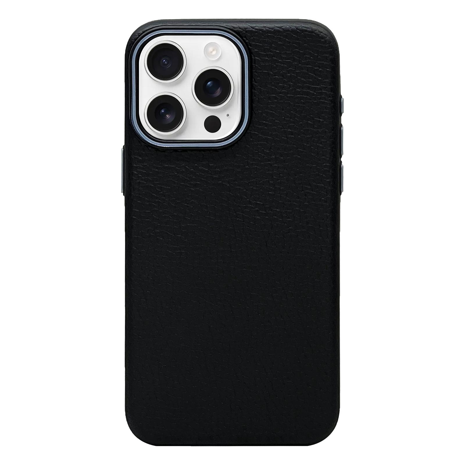 For iPhone 16 Pro Max Litchi Texture TPU Phone Case(Black Grey) - Shopkiz.com