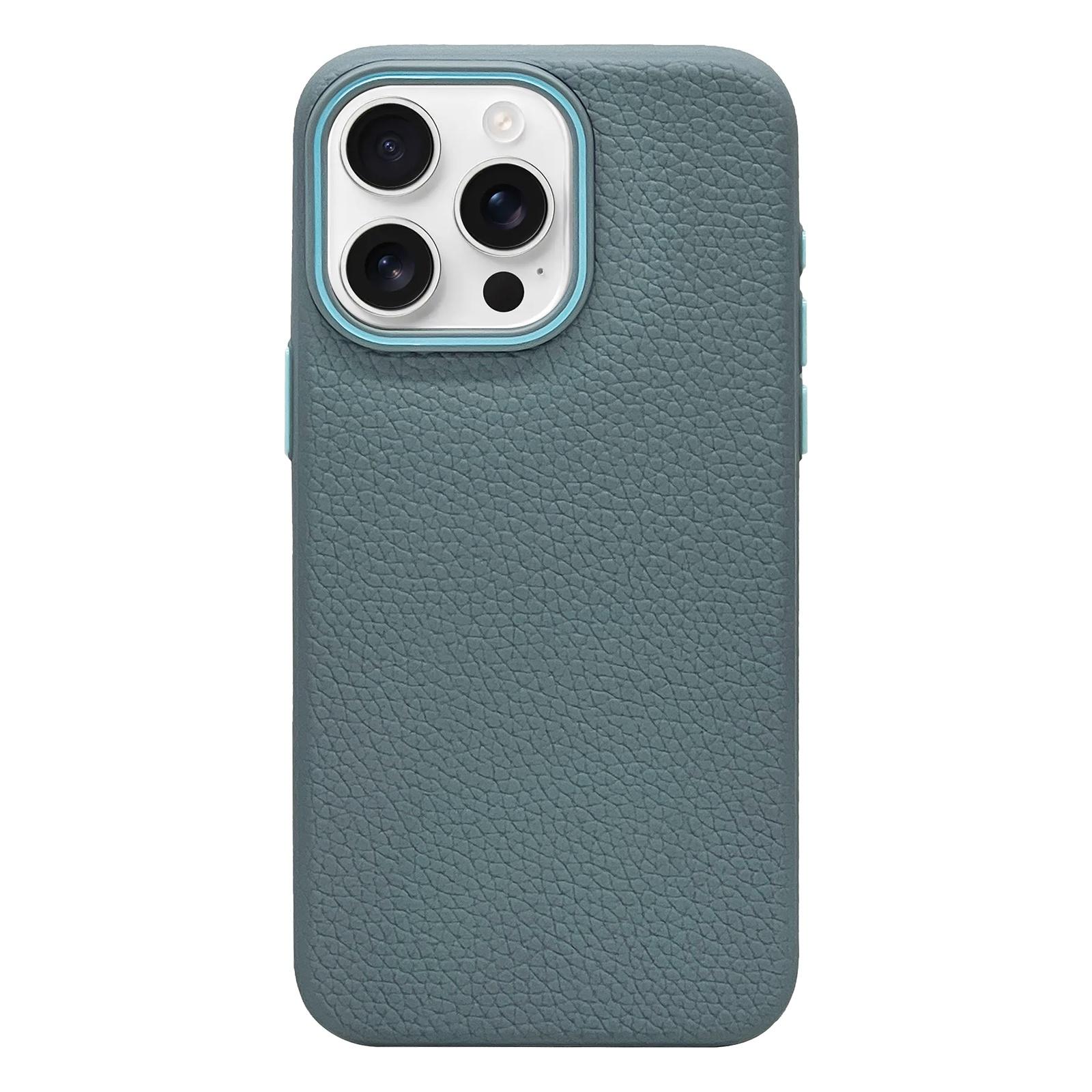 For iPhone 16 Pro Max Litchi Texture TPU Phone Case(Wave Blue) - Shopkiz.com