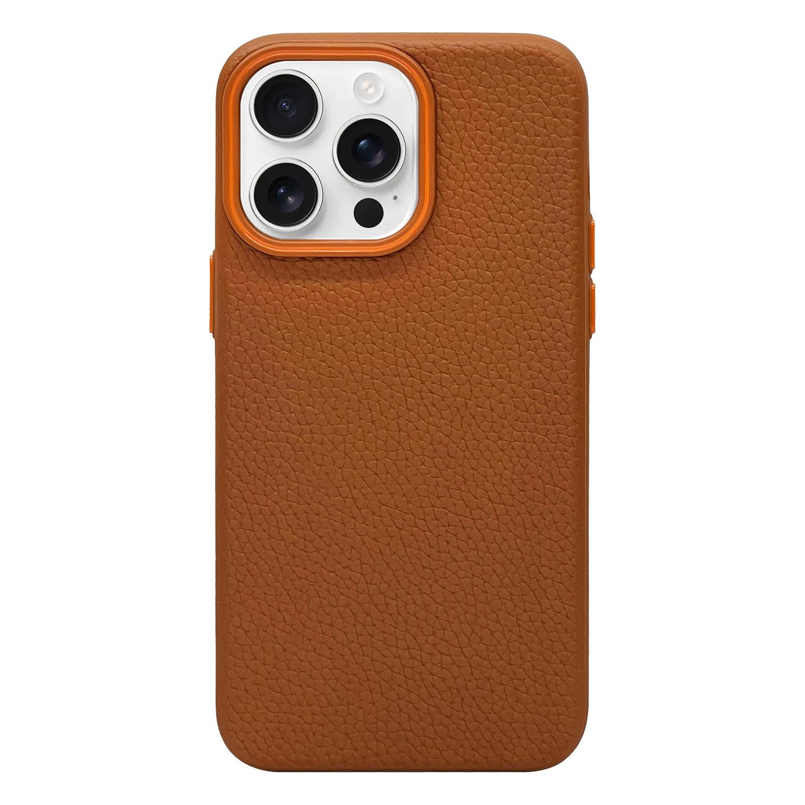 For iPhone 15 Pro Litchi Texture TPU Phone Case(Gold Brown) - Shopkiz.com