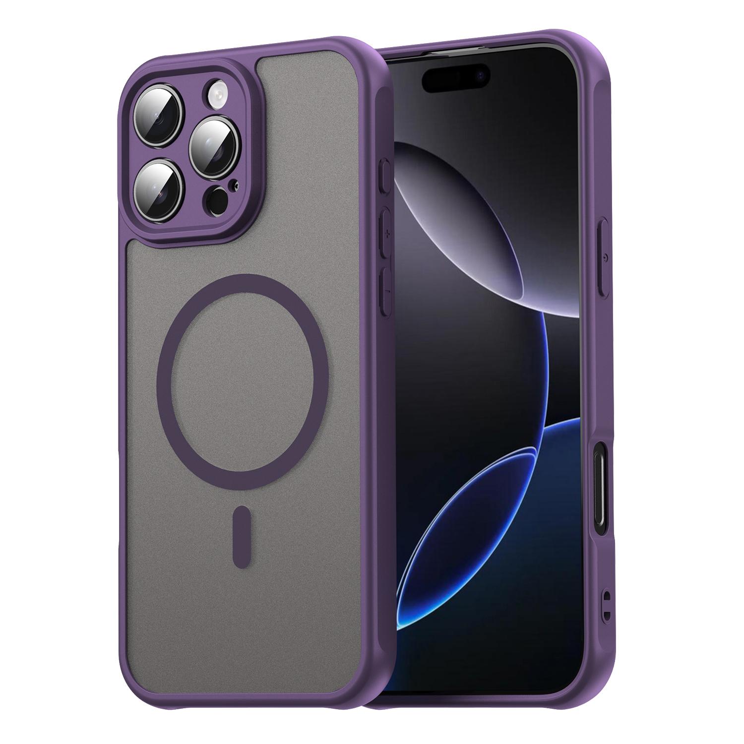 For iPhone 16 Pro Fan Dun Series TPU Hybrid PC Frosted Magsafe Phone Case(Purple) - Shopkiz.com