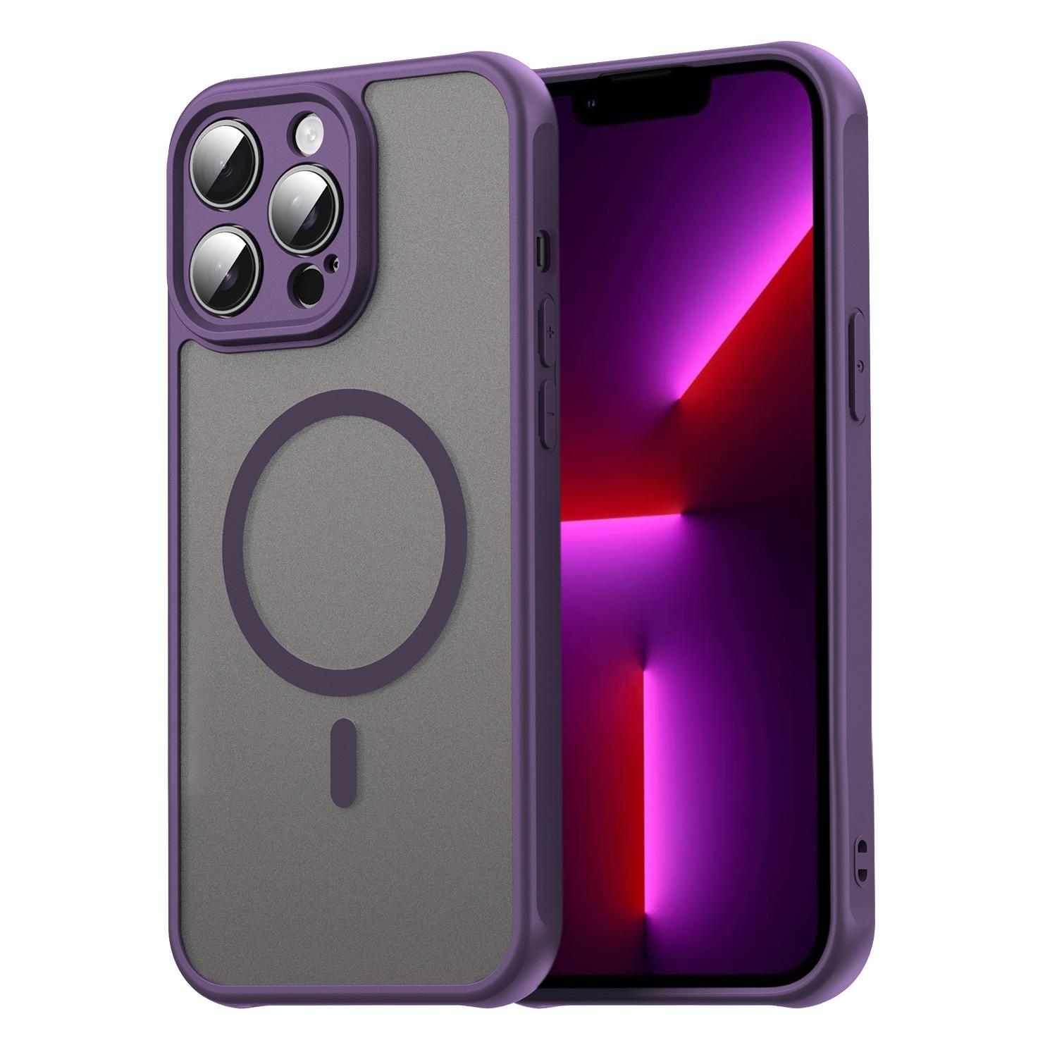 For iPhone 13 Pro Max Fan Dun Series TPU Hybrid PC Frosted Magsafe Phone Case(Purple) - Shopkiz.com