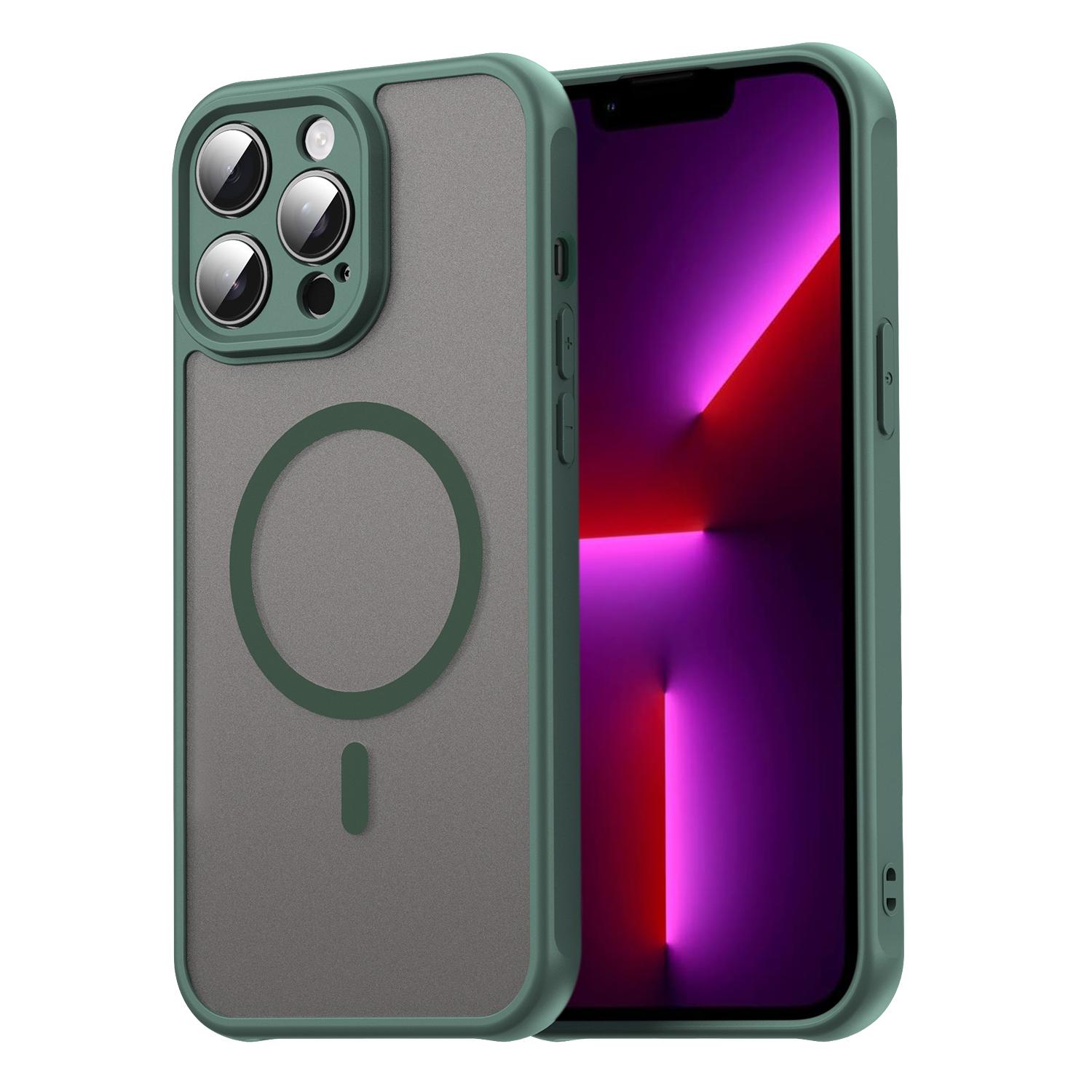 For iPhone 13 Pro Fan Dun Series TPU Hybrid PC Frosted Magsafe Phone Case(Green) - Shopkiz.com