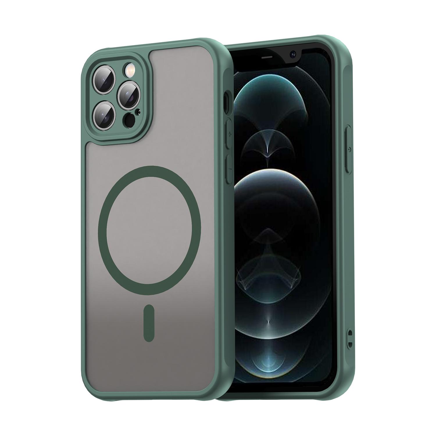 For iPhone 12 Pro Fan Dun Series TPU Hybrid PC Frosted Magsafe Phone Case(Green) - Shopkiz.com