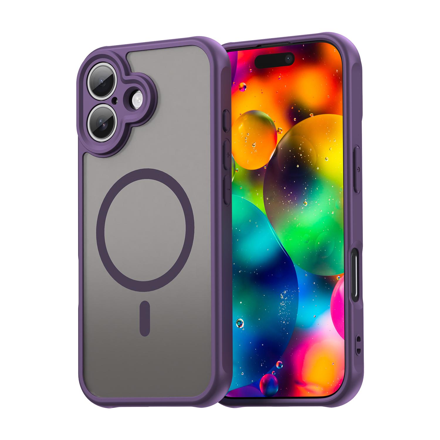 For iPhone 17 Fan Dun Series TPU Hybrid PC Frosted Magsafe Phone Case(Purple) - Shopkiz.com