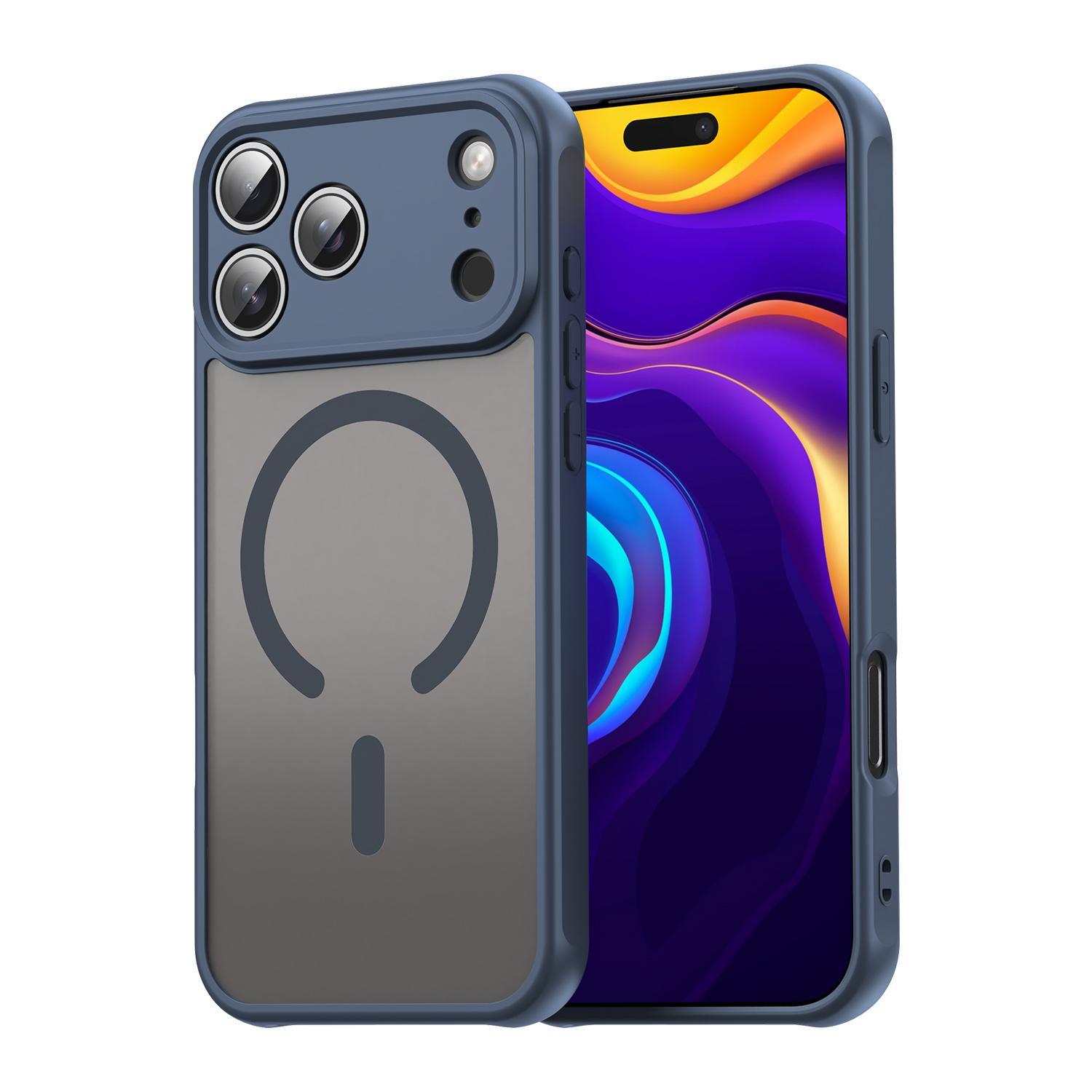For iPhone 18 Pro Max Fan Dun Series TPU Hybrid PC Frosted Magsafe Phone Case(Blue) - Shopkiz.com