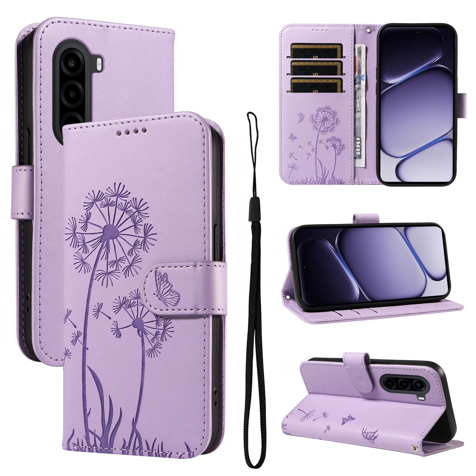 For OnePlus Nord CE6 Lite/Turbo 6X Dandelion Embossed Pattern Flip Leather Phone Case(Purple) - Shopkiz.com