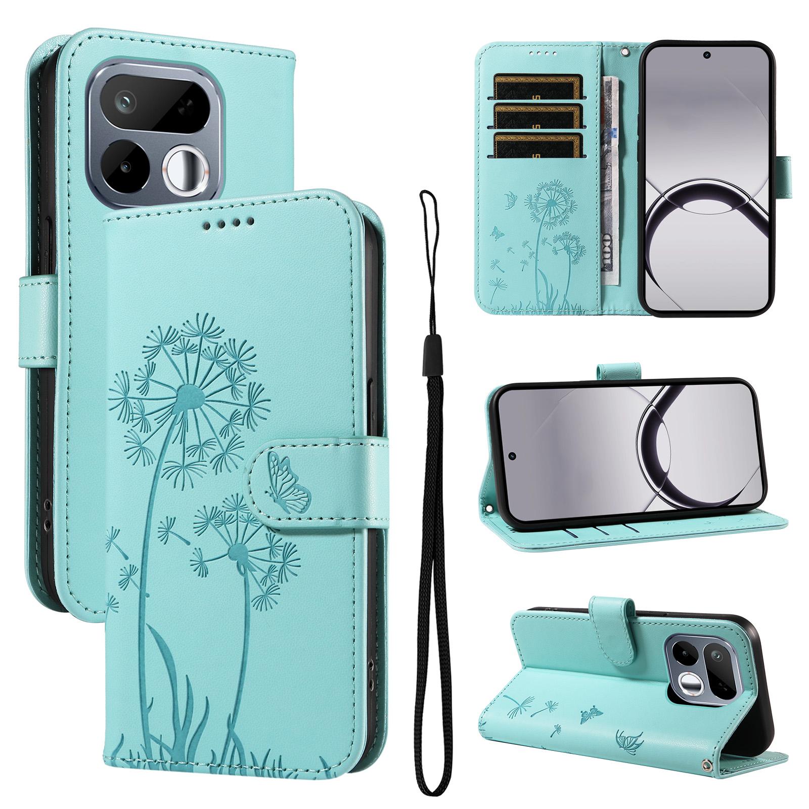 For Realme 16T 5G Dandelion Embossed Pattern Flip Leather Phone Case(Green) - Shopkiz.com