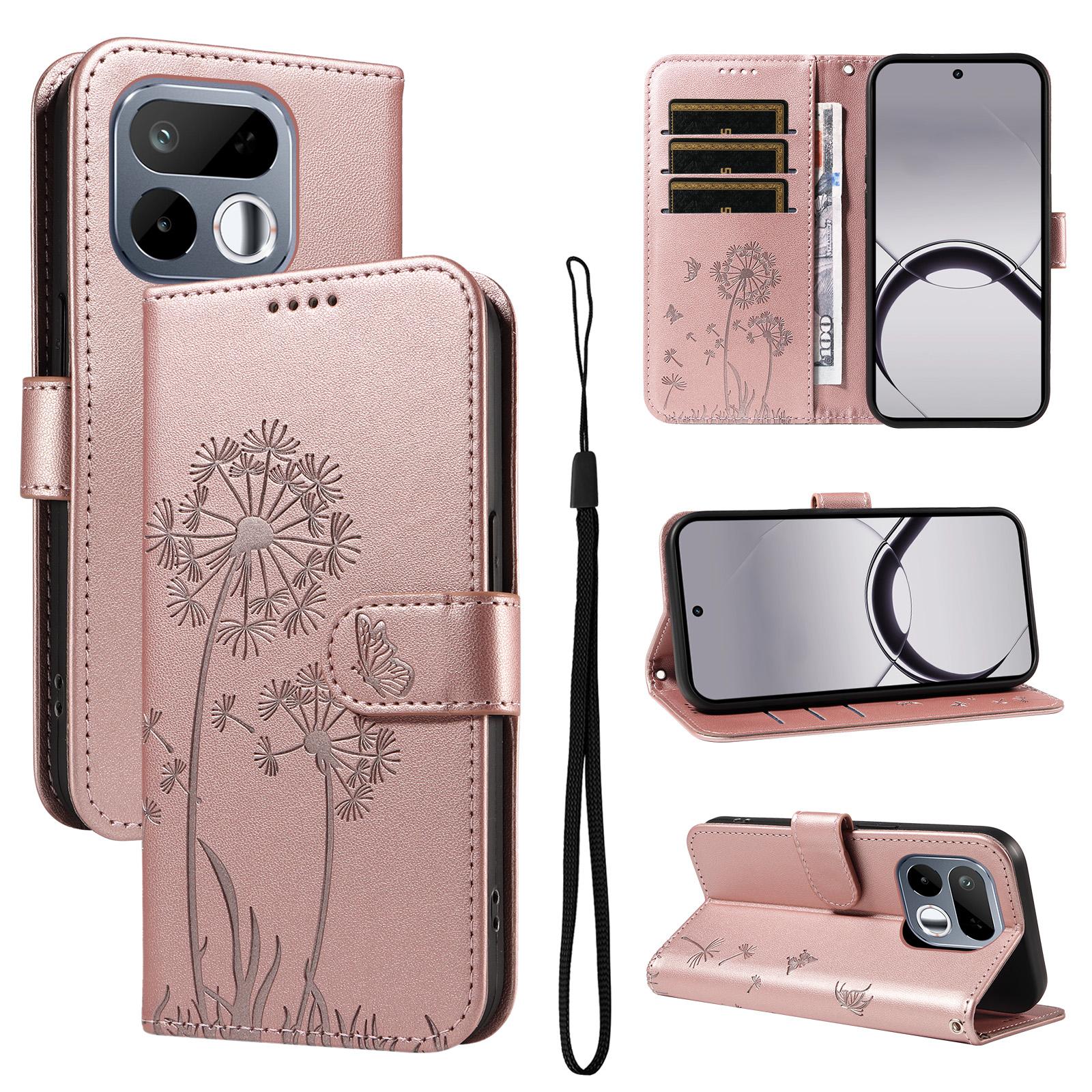 For Realme 16T 5G Dandelion Embossed Pattern Flip Leather Phone Case(Rose Gold) - Shopkiz.com