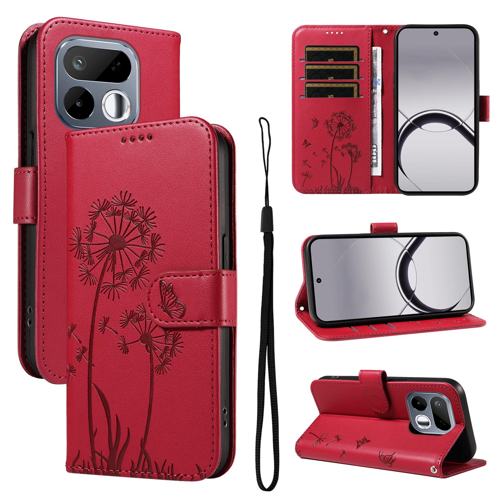 For Realme 16T 5G Dandelion Embossed Pattern Flip Leather Phone Case(Red) - Shopkiz.com