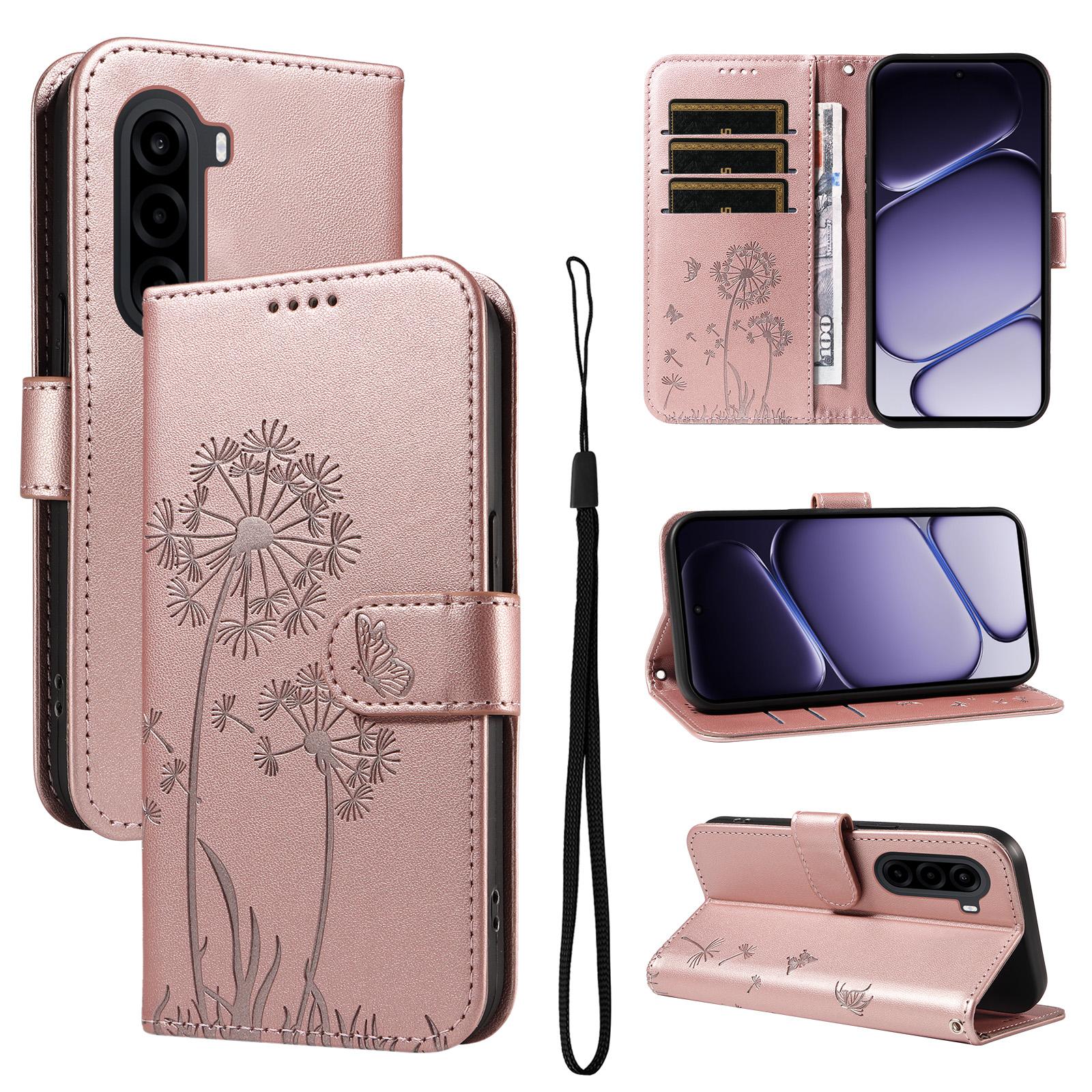 For Realme P4x 5G Dandelion Embossed Pattern Flip Leather Phone Case(Rose Gold) - Shopkiz.com